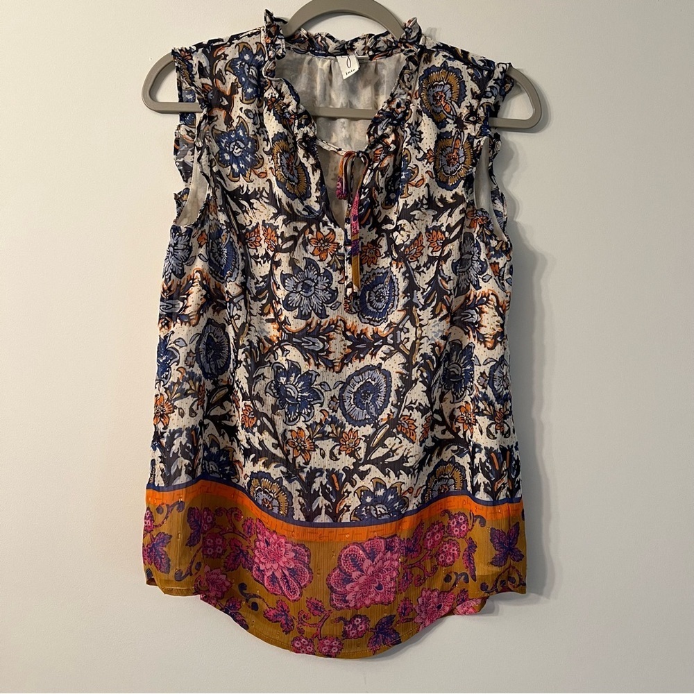 Women’s Joie multi colored patterned sleeveless blouse size XS